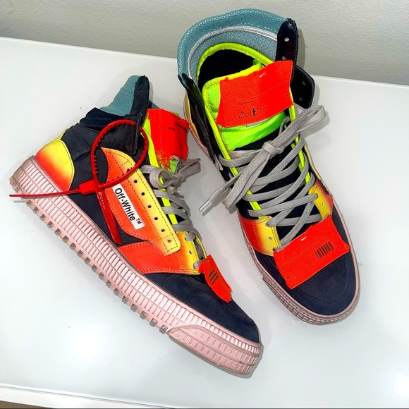 OFF-WHITE MEN HIGH TOP DISTRESSED LOOK SNEAKERS sz 43 - Picture 4 of 9